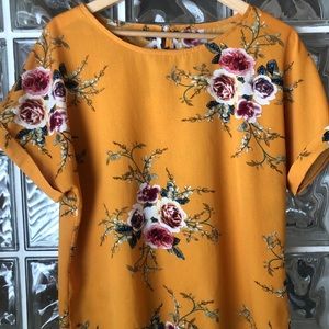 Yellow Floral Blouse EUC
